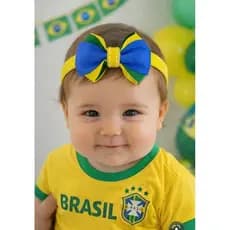 laço copa do mundo/ faixinha bebê/laço infantil copa do mundo/laço verde e amarelo