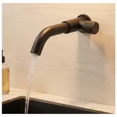 Torneira De Parede Para Banheiro Lavabo Água Fria Em Aço Inoxidável Metal Preto Acabamento Fosco