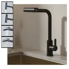 Torneira Cozinha Gourmet Fria Cuba Bancada Lavabo Abs Metal Aço Inoxidável Acabamento Preto Fosco
