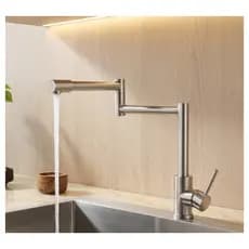Torneira Cozinha Monocomando Articulável Extensível Flexível Bancada Metal Aço Inoxidável Escovado