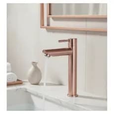 Torneira Banheiro Alta Fria Lavatório Lavabo Pia Cuba Bancada Metal Aço inoxidável Rose Gold