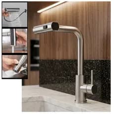 Torneira De Cozinha Gourmet Flexível Extensível Misturador Monocomando Pia Bancada Aço Escovado