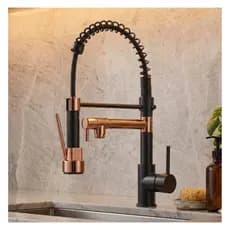Torneira Cozinha Gourmet Flexível Misturador Monocomando Bancada Metal Aço Inox Rose Gold Preto