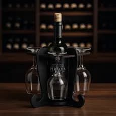 Adega de Vinhos Preta Decoração com Suporte para 4 Taças Elegância Praticidade Bancada Mesa Mdf