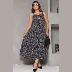 vestido midi feminino para verão decotado alças ajustáveis estampado floral saia três marias