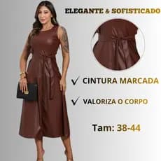 Vestido Courino Feminino Midi Elegante Regata Com Zíper Moda Blogueira Premium 2026 Moda Evangélica