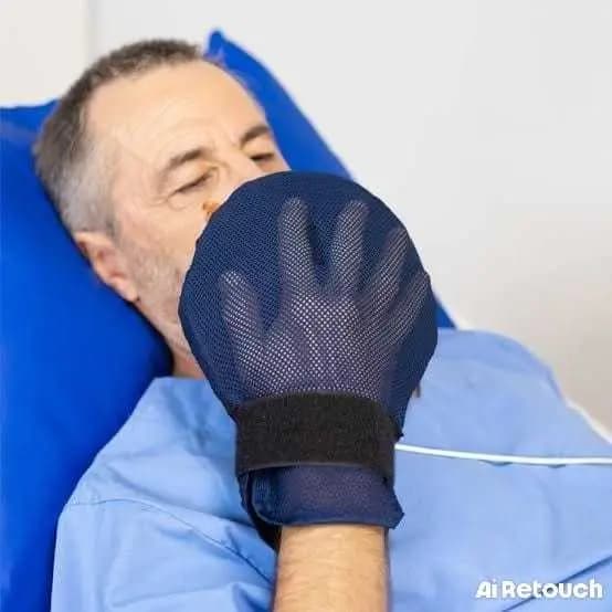 01 PAR DE LUVA DE CONTENÇÃO E PROTEÇÃO PARA IDOSOS E ACAMADOS ALMOFADADA ( PAR DE LUVAS DE CONTENÇÃO )