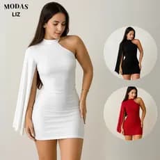 Vestido Feminino Curto Gola Alta Nula Manga Moda Gringa Paty Show vestido de festa chique