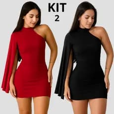 KIT 2 Vestido Feminino Nula Manga Moda Gringa Paty Show vestido de festa