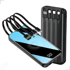 Carregador Portátil Pineng WUP-377 10000mAh Wireless Turbo | Power Bank Com Indução Cabos Embutidos