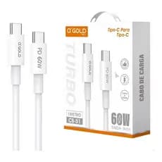 Cabo de Carga Turbo 60W USB-C A'gold - Carregamento Rápido, Alta Potência e Conectividade Durável