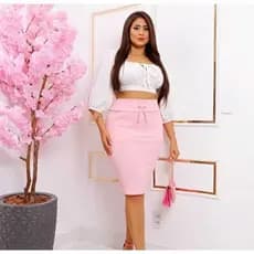 Kit com 2 Saia feminina Secretária Justa Midi Elegante Evangélica com 2 bolso