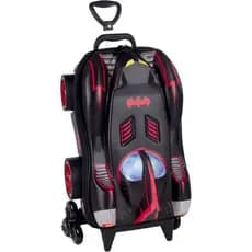 Mala Infantil Batman 3D Preta Rodinhas Giro 360 Leve Resistente Design Tematico Viagem Escola