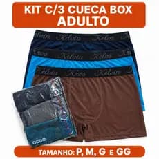 Cueca Box Masculina poliéster  Kit 3 unidades surtidas
