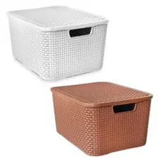 CAIXA ORGANIZADORA ORGANIZADOR RATTAN COM TAMPA 15 LITROS