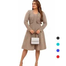 Vestido Midi Moda Evangelica Com Bolero Elegante Feminino