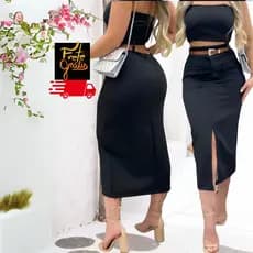 Saia Moda Evangélica Alfateria Bolso frontal Elegante Versátil Para festa