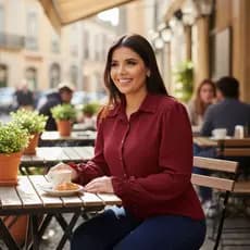 Blusa Feminina Vinho Linda Elegante Chic Manga Bufante Moda Tendência 2026
