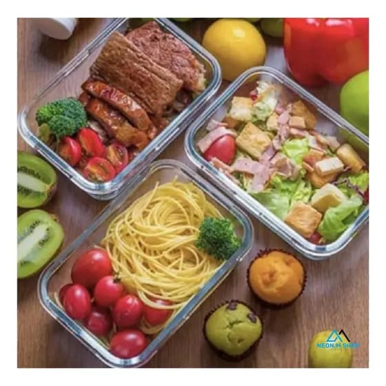 Kit Pote de vidro hermetico para alimentos com tampa plastica 1040ml