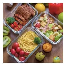 Kit Pote de vidro hermetico para alimentos com tampa plastica 1040ml
