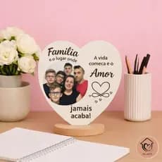 Porta retrato coração em MDF branco / Família e amor / Porta retrato personalizado