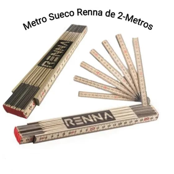Metro Sueco De Madeira Articulado Renna - 2 Metros