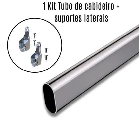1 und Kit Tubo de Cabideiro Oval Arara para guarda-roupas e closets