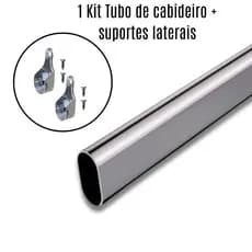 1 und Kit Tubo de Cabideiro Oval Arara para guarda-roupas e closets