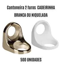 Kit com 500 UNDs Suporte Cantoneira 2 Furos 13x 13 Cadeirinha (BRANCA E NIQUELADA)