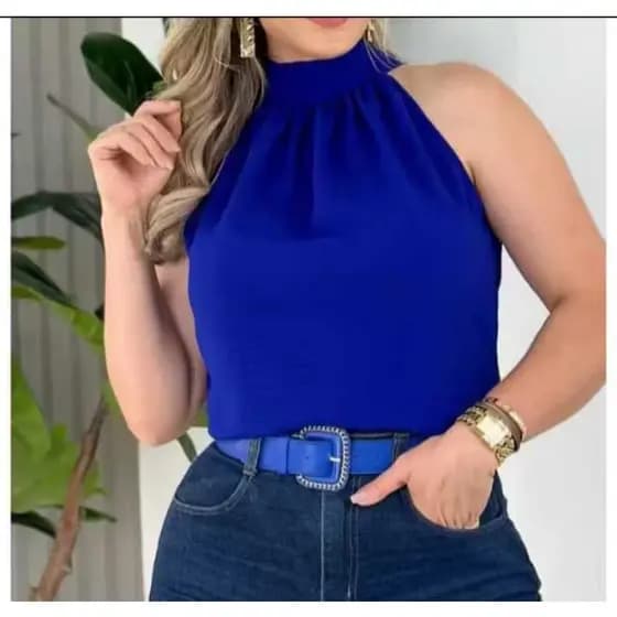 Blusa Feminina estilosa Gola Alta com amarração regata estilosa