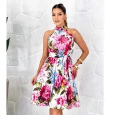 vestido feminino curto perfeito com forro gola alta estampas de verão.