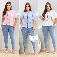 blusa feminina bata fecho frontal com laços tendencia verão 2025
