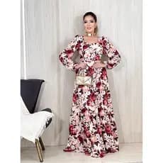vestido feminino longo lançamento 2025 estampas floral
