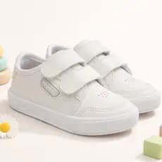 Tenis infantil menino Batizado Pimpolho Sapatinho Casual S Cadarço branco calce fácil, sola borracha