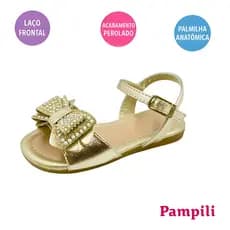 Sandália infantil Menina Papete mili Infantil Confortável dourada pampili