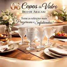 Jogo 6 Taças Vidro Drinks Coquetel Jarra Recipiente Kit Mesa Elegante Copo Bebida Água Suco Vinho