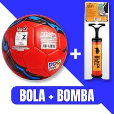 KIT BOLA + BOMBA Futebol Número Cinco TAMANHO GRANDE Treino Jogo Campo Copa Quadra Costurada Infantil Macia COR SOTIDA 5