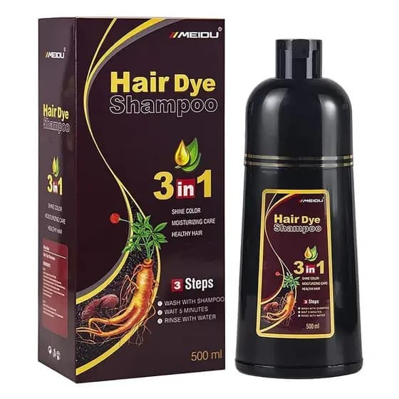 Shampoo Instantâneo MEIDU para Coloração de Cabelo Mulheres Cinza Homens - 3 em 1 500ml