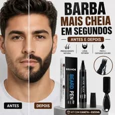 Caneta preenche falhas barba e sobrancelhas + Escovinha Lápis delineadora fio a fio Beard pen