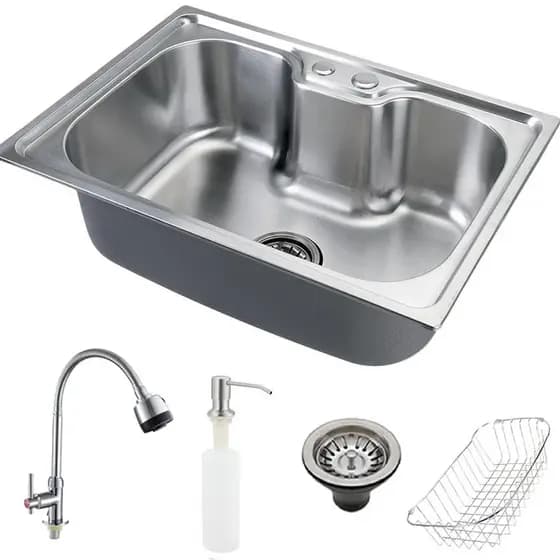 Cuba para cozinha gourmet pia  aço inox alavanca 50/60X42X21CM com acessórios e Torneira