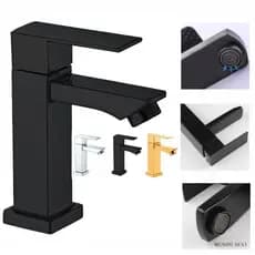Torneira De Banheiro Lavabo Luxo Inox Preta Prata e Dourado