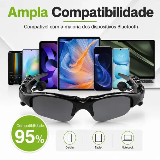 Fone de ouvido portátil sem fio para óculos de sol esportivos, adequado para fones de ouvido Bluetooth Android e iPhone