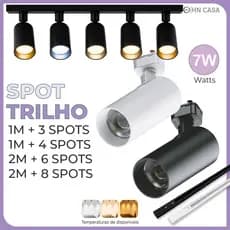 Trilho Spot LED 7W 360° para trilho eletrificado, luz branca, neutra e amarela, modelo econômico, bivolt 110V-220V.