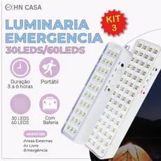 Luminária Emergência Lâmpada 30 ou 60 Leds Recarregável Bivolt Luz Branca