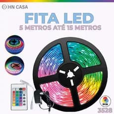 Fita LED 3528 SUPER LED ULTRA RGB 5M até 15M 12V 300 LEDS | 16 CORES IP20 Pronta Entrega Com e Sem Fonte