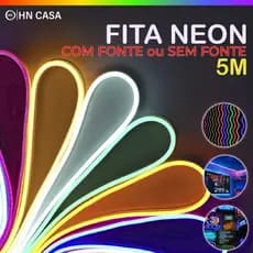Fita de LED Mangueira Neon 5 Metros 60W Flexível Sem Fonte 12V | 8 Cores
