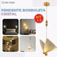 Arandela Luminária Borboleta Dourada LED Decorativa Moderna Cristal Luxo 3 Tons de luz Bivolt