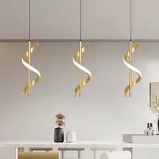 (3 cores em 1 luz) Lustre Pendente Luminária de Teto Led Dourado Decoração Minimalista Moderno para Sala Quarto Cozinha