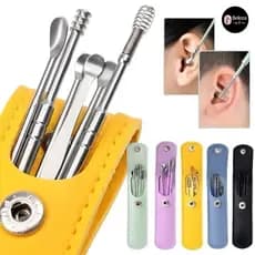 Kit de 6 peças em aço inoxidável: limpador de ouvido portátil para remover cera de ouvido
