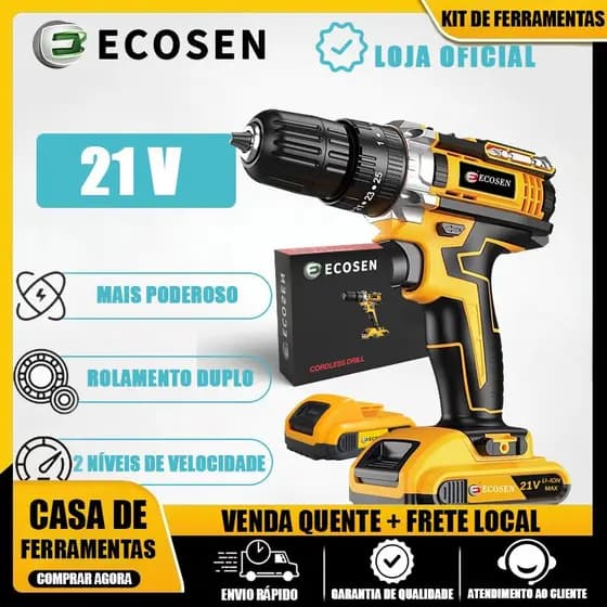Furadeira sem fio de 21 volts com 2 baterias Ferramentas profissionais